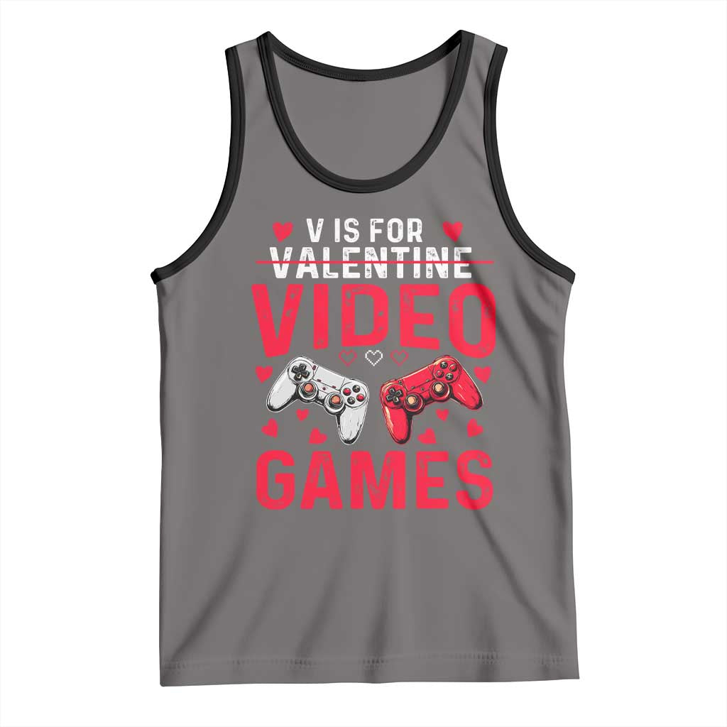 Funny Valentines Gamer Tank Top V is for Video Games TS10 Deep Heather Black Print Your Wear