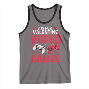 Funny Valentines Gamer Tank Top V is for Video Games TS10 Deep Heather Black Print Your Wear