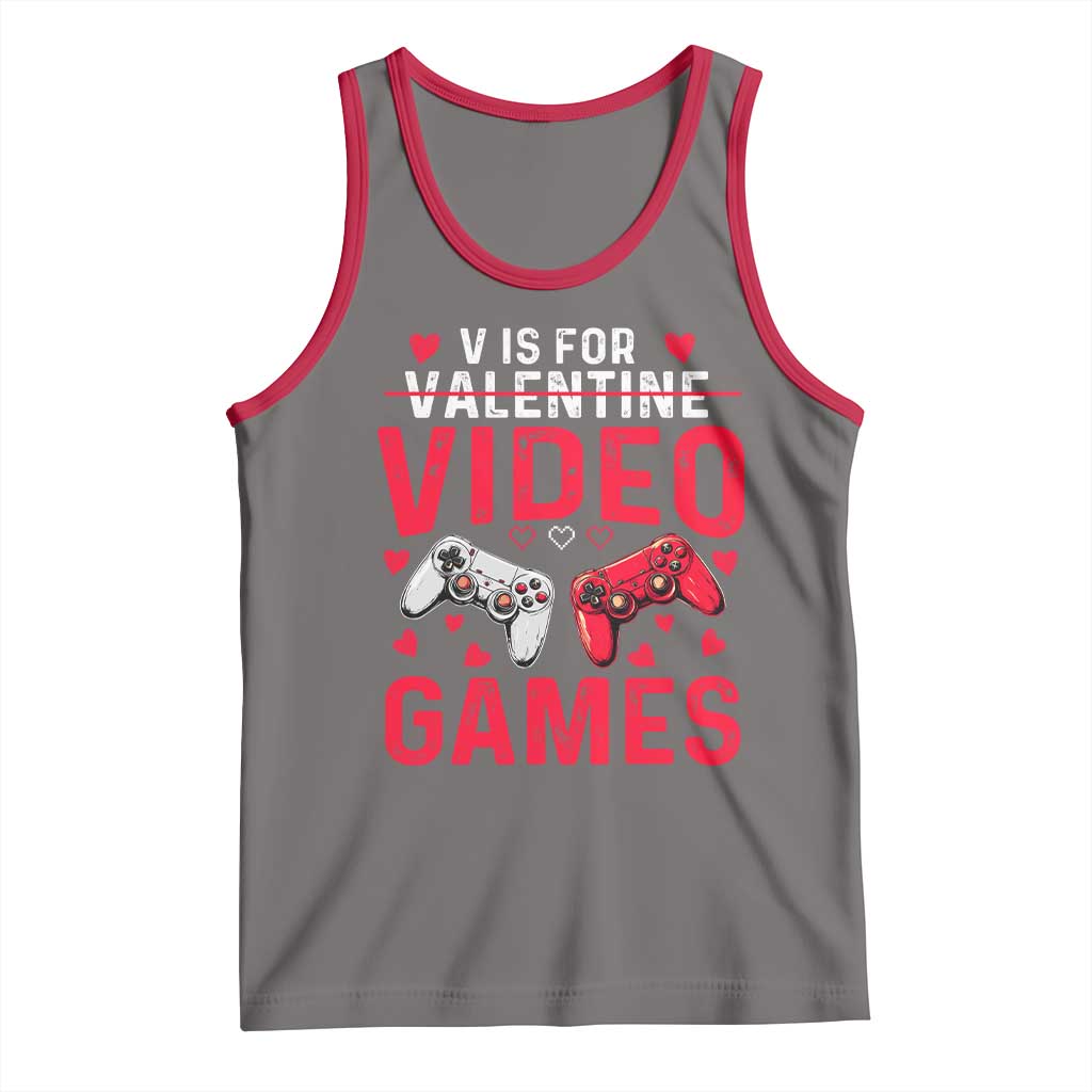 Funny Valentines Gamer Tank Top V is for Video Games TS10 Deep Heather Red Print Your Wear