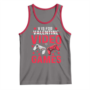 Funny Valentines Gamer Tank Top V is for Video Games TS10 Deep Heather Red Print Your Wear