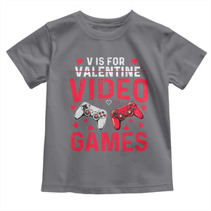 Funny Valentines Gamer Toddler T Shirt V is for Video Games TS10 Charcoal Print Your Wear