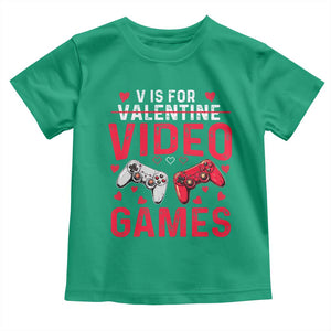 Funny Valentines Gamer Toddler T Shirt V is for Video Games TS10 Irish Green Print Your Wear