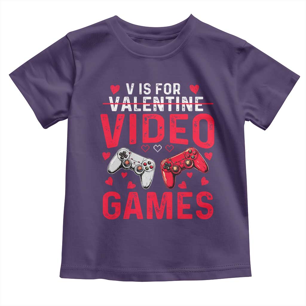 Funny Valentines Gamer Toddler T Shirt V is for Video Games TS10 Purple Print Your Wear