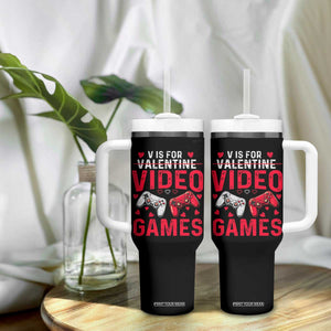 Funny Valentines Gamer Tumbler With Handle V is for Video Games TS10 Print Your Wear