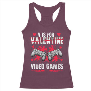Funny Valentines Day Gamer Racerback Tank Top V Is For Video Games Toddler Boy Men Gift TS10 Maroon Print Your Wear