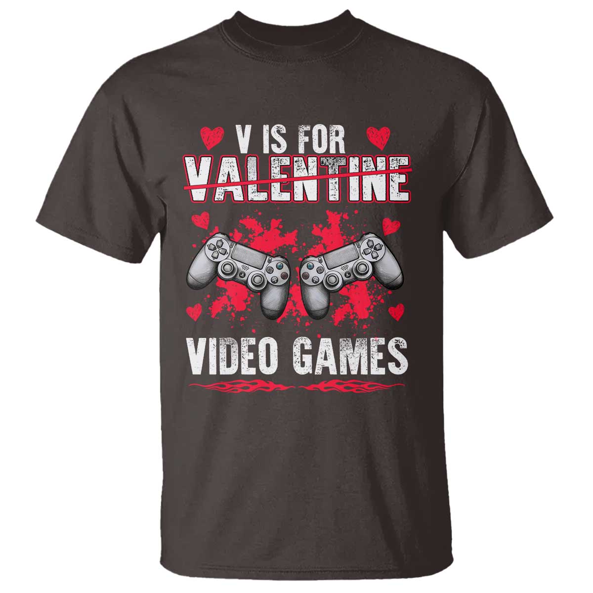 Funny Valentines Day Gamer T Shirt V Is For Video Games Toddler Boy Men Gift TS10 Dark Chocolate Print Your Wear