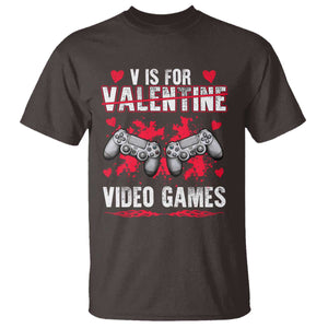 Funny Valentines Day Gamer T Shirt V Is For Video Games Toddler Boy Men Gift TS10 Dark Chocolate Print Your Wear