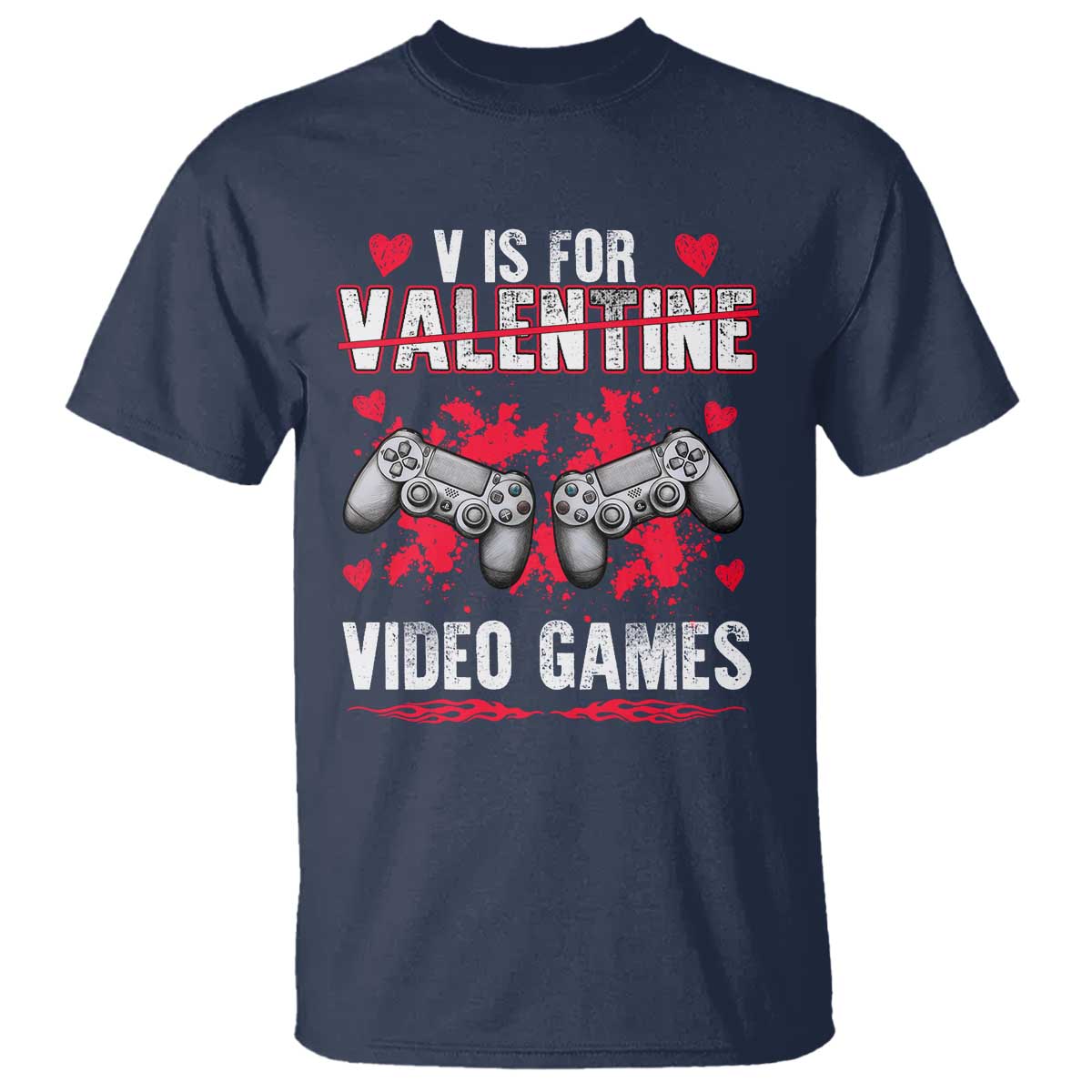 Funny Valentines Day Gamer T Shirt V Is For Video Games Toddler Boy Men Gift TS10 Navy Print Your Wear