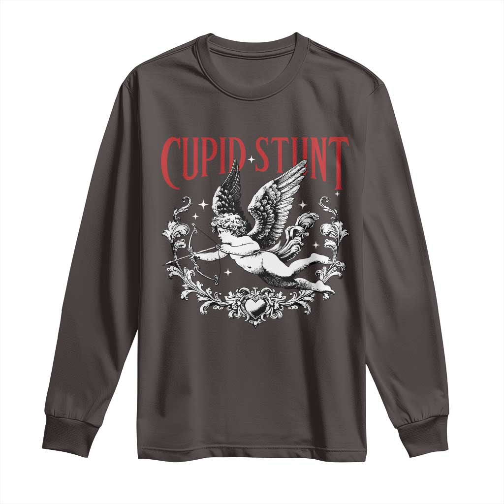 Valentines Party Retro Cupid Stunt Long Sleeve Shirt TS10 Dark Chocolate Print Your Wear