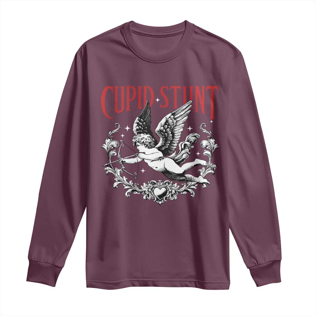 Valentines Party Retro Cupid Stunt Long Sleeve Shirt TS10 Maroon Print Your Wear