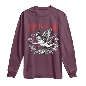 Valentines Party Retro Cupid Stunt Long Sleeve Shirt TS10 Maroon Print Your Wear