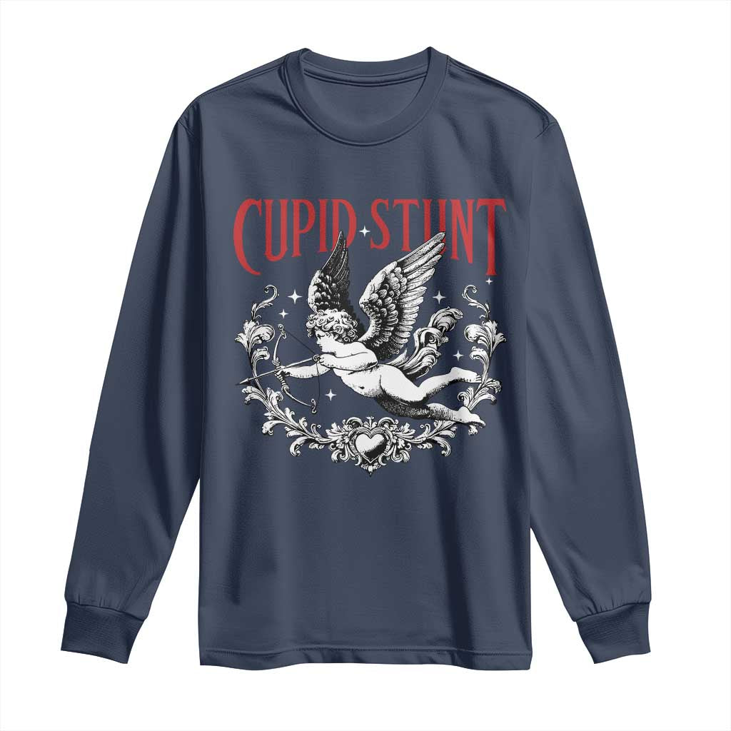 Valentines Party Retro Cupid Stunt Long Sleeve Shirt TS10 Navy Print Your Wear
