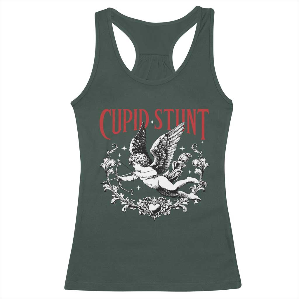 Valentines Party Retro Cupid Stunt Racerback Tank Top TS10 Dark Forest Green Print Your Wear