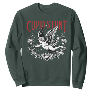 Valentines Party Retro Cupid Stunt Sweatshirt TS10 Dark Forest Green Print Your Wear