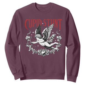 Valentines Party Retro Cupid Stunt Sweatshirt TS10 Maroon Print Your Wear