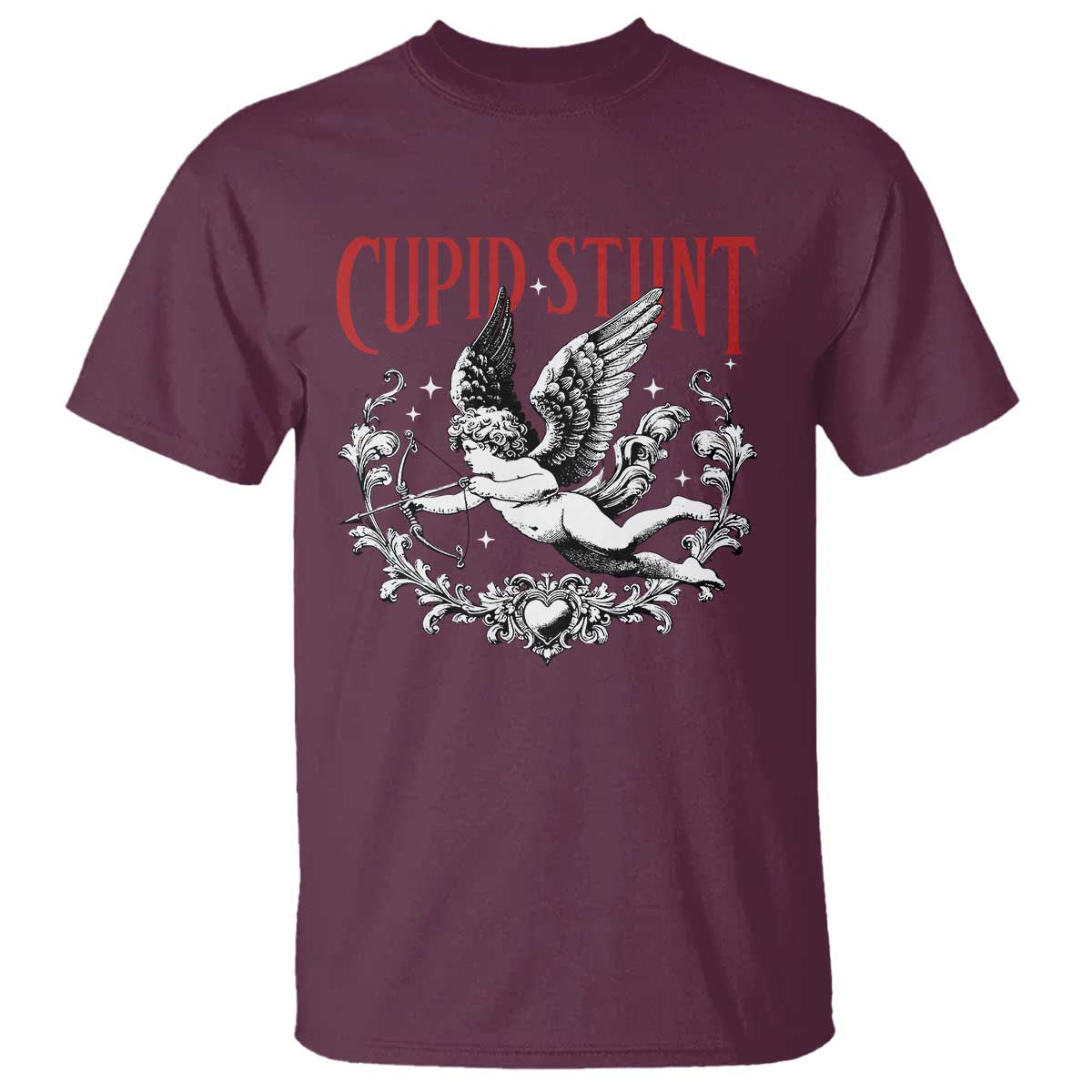Valentines Party Retro Cupid Stunt T Shirt TS10 Maroon Print Your Wear