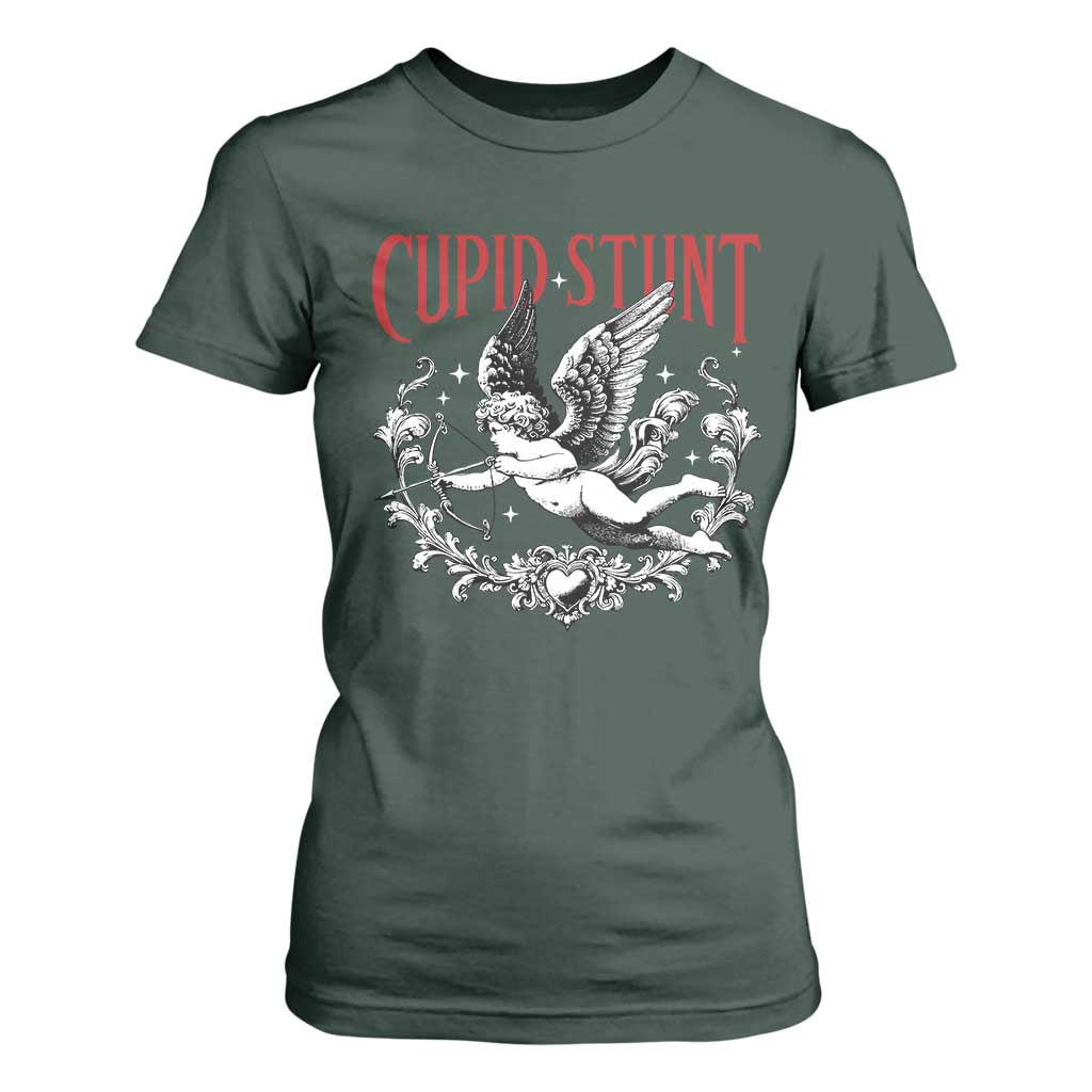 Valentines Party Retro Cupid Stunt T Shirt For Women TS10 Dark Forest Green Print Your Wear
