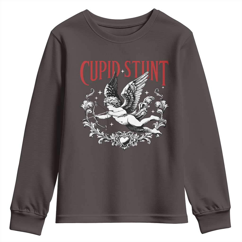 Valentines Party Retro Cupid Stunt Youth Sweatshirt TS10 Dark Chocolate Print Your Wear