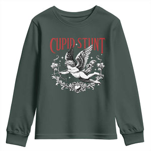 Valentines Party Retro Cupid Stunt Youth Sweatshirt TS10 Dark Forest Green Print Your Wear