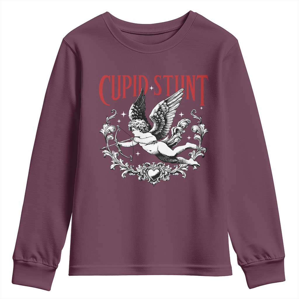 Valentines Party Retro Cupid Stunt Youth Sweatshirt TS10 Maroon Print Your Wear