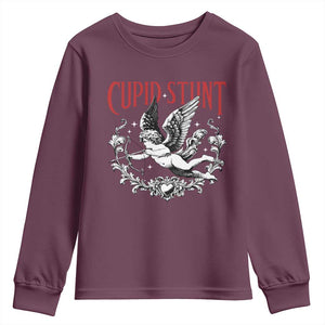 Valentines Party Retro Cupid Stunt Youth Sweatshirt TS10 Maroon Print Your Wear