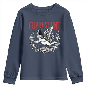 Valentines Party Retro Cupid Stunt Youth Sweatshirt TS10 Navy Print Your Wear