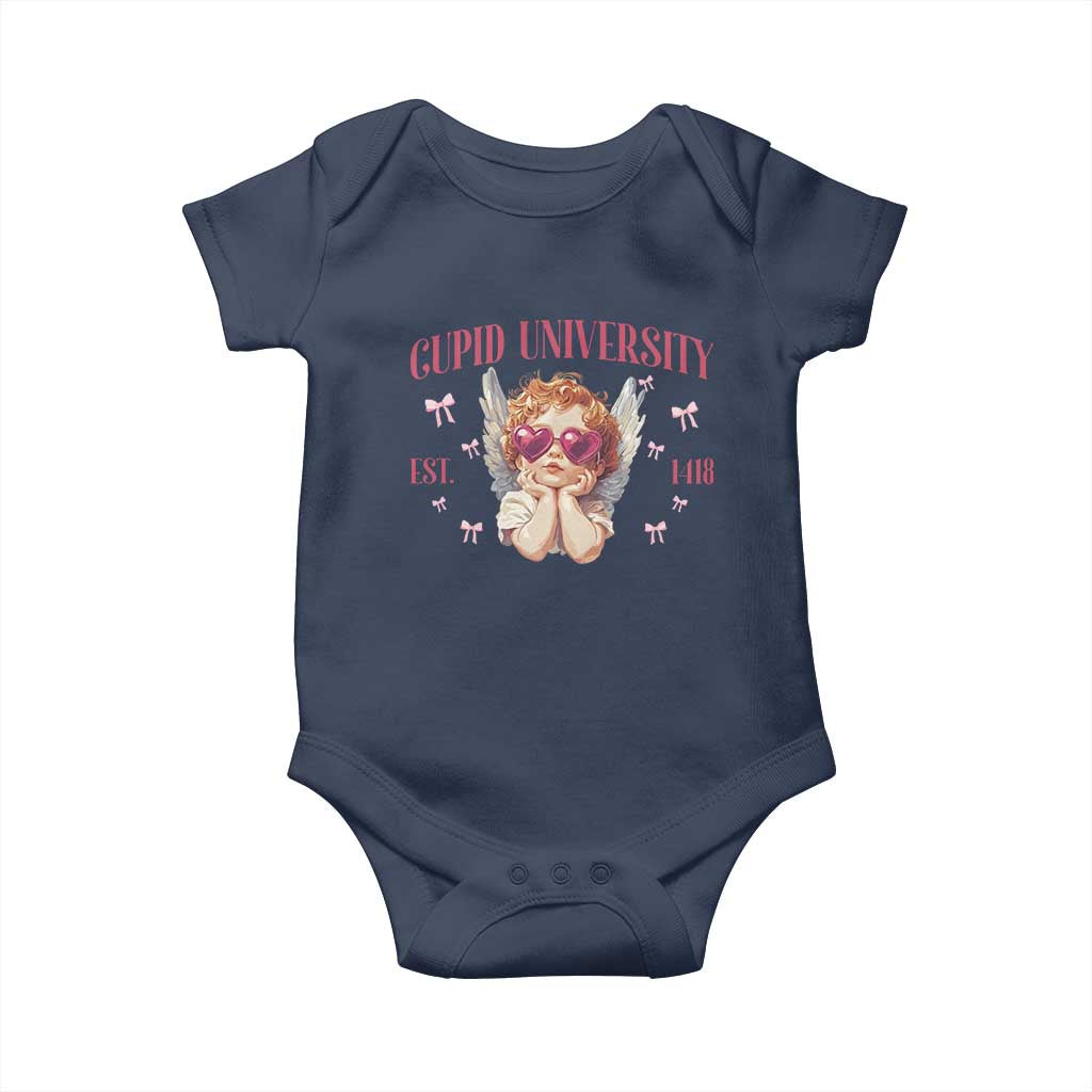 Cupid University Baby Onesie Cute Valentines Day Funny College TS10 Navy Print Your Wear