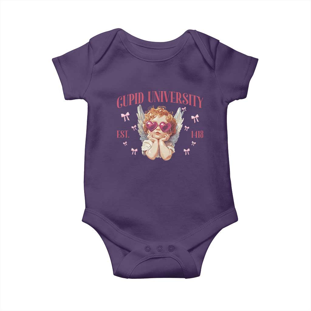 Cupid University Baby Onesie Cute Valentines Day Funny College TS10 Purple Print Your Wear