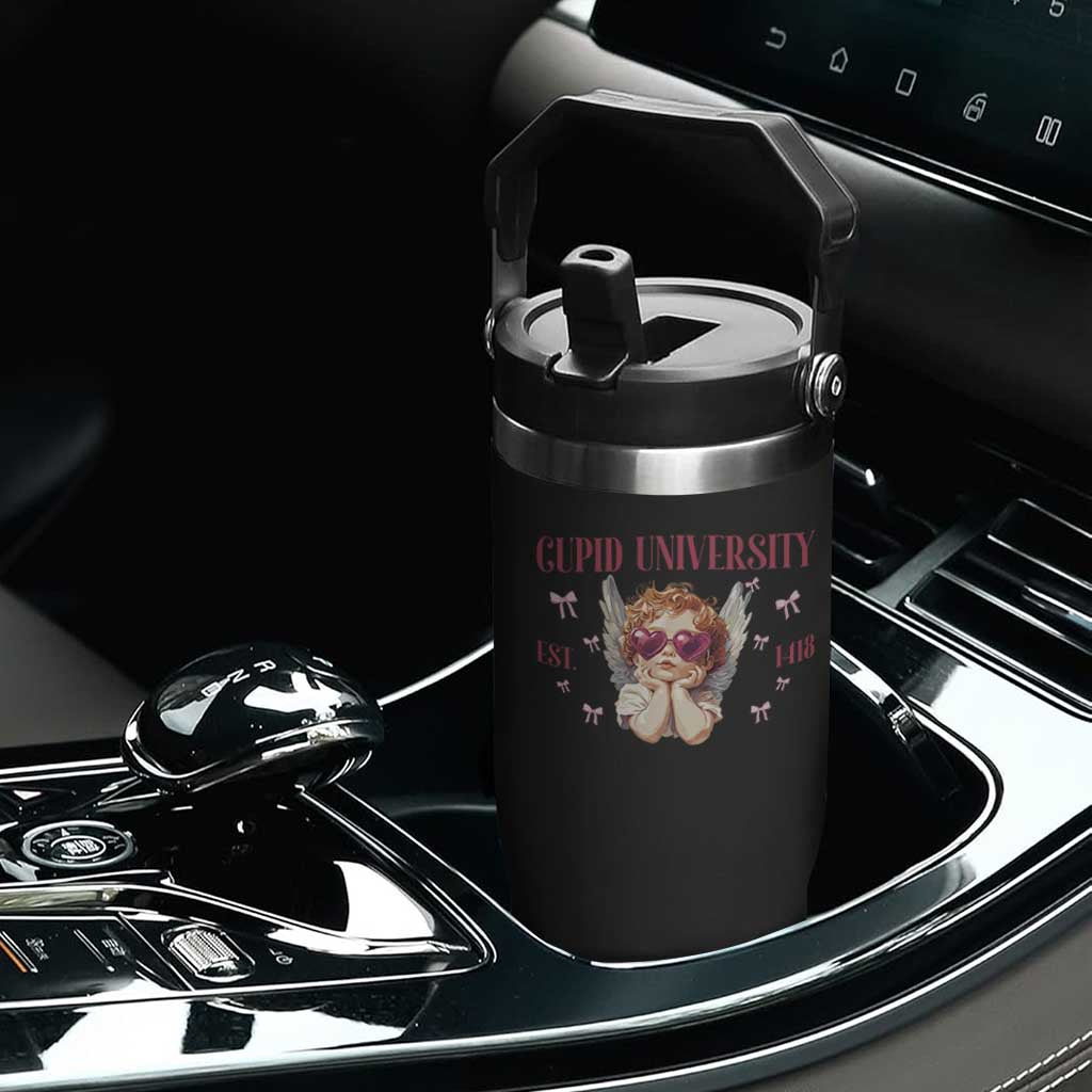 Cupid University Flip Straw Tumbler Cute Valentines Day Funny College TS10 Print Your Wear