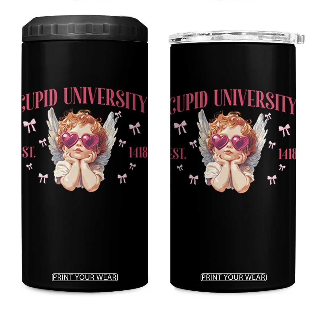 Cupid University 4 in 1 Can Cooler Tumbler Cute Valentines Day Funny College TS10 One Size: 16 oz Black Print Your Wear