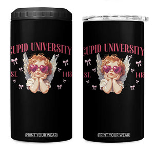 Cupid University 4 in 1 Can Cooler Tumbler Cute Valentines Day Funny College TS10 One Size: 16 oz Black Print Your Wear