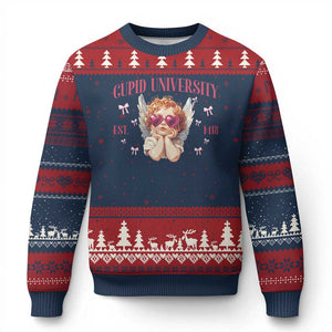 Cupid University Ugly Christmas Sweater Cute Valentines Day Funny College TS10 Navy Red Print Your Wear