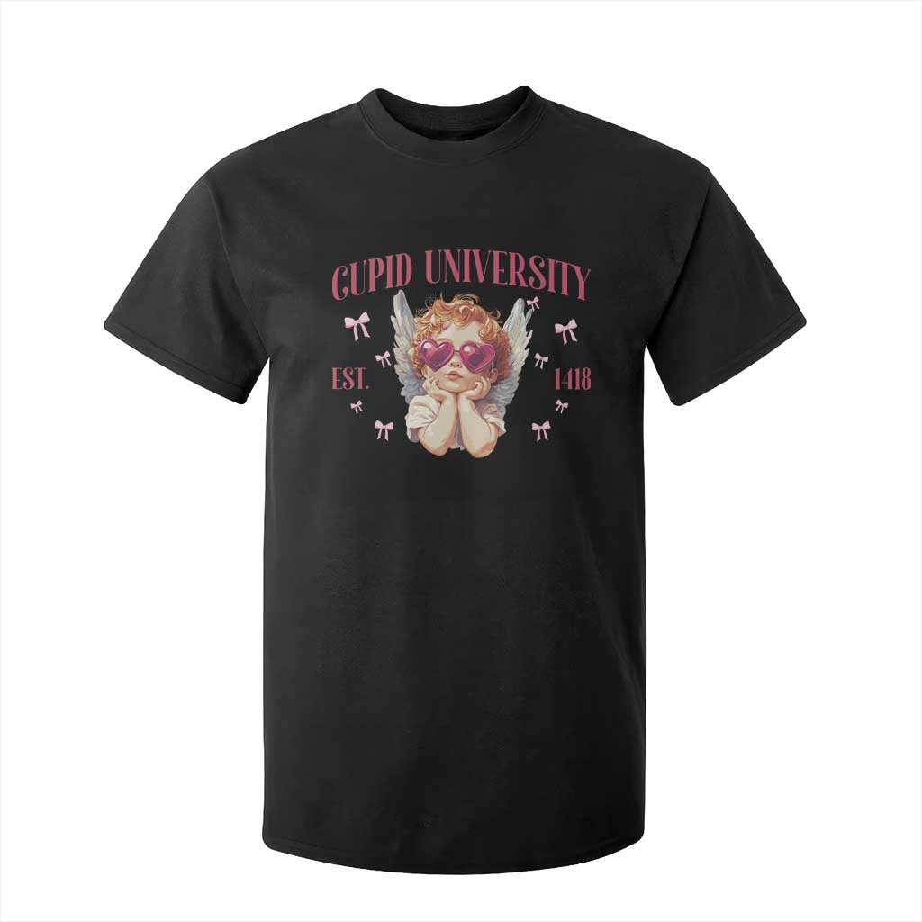 Cupid University T Shirt For Kid Cute Valentines Day Funny College TS10 Black Print Your Wear