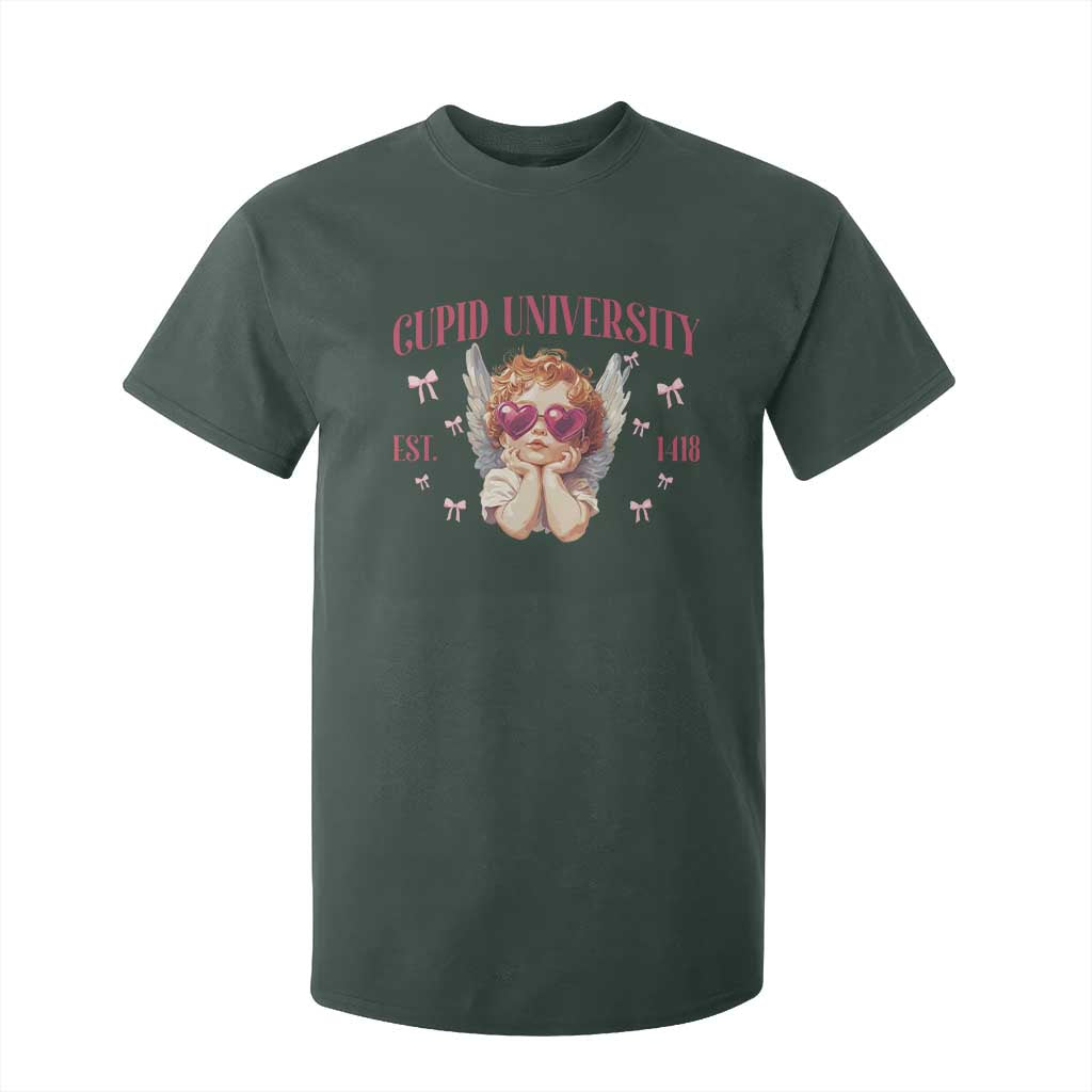 Cupid University T Shirt For Kid Cute Valentines Day Funny College TS10 Dark Forest Green Print Your Wear