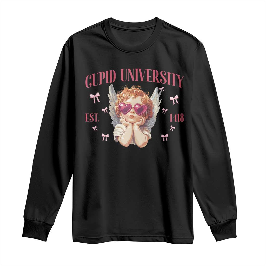 Cupid University Long Sleeve Shirt Cute Valentines Day Funny College TS10 Black Print Your Wear