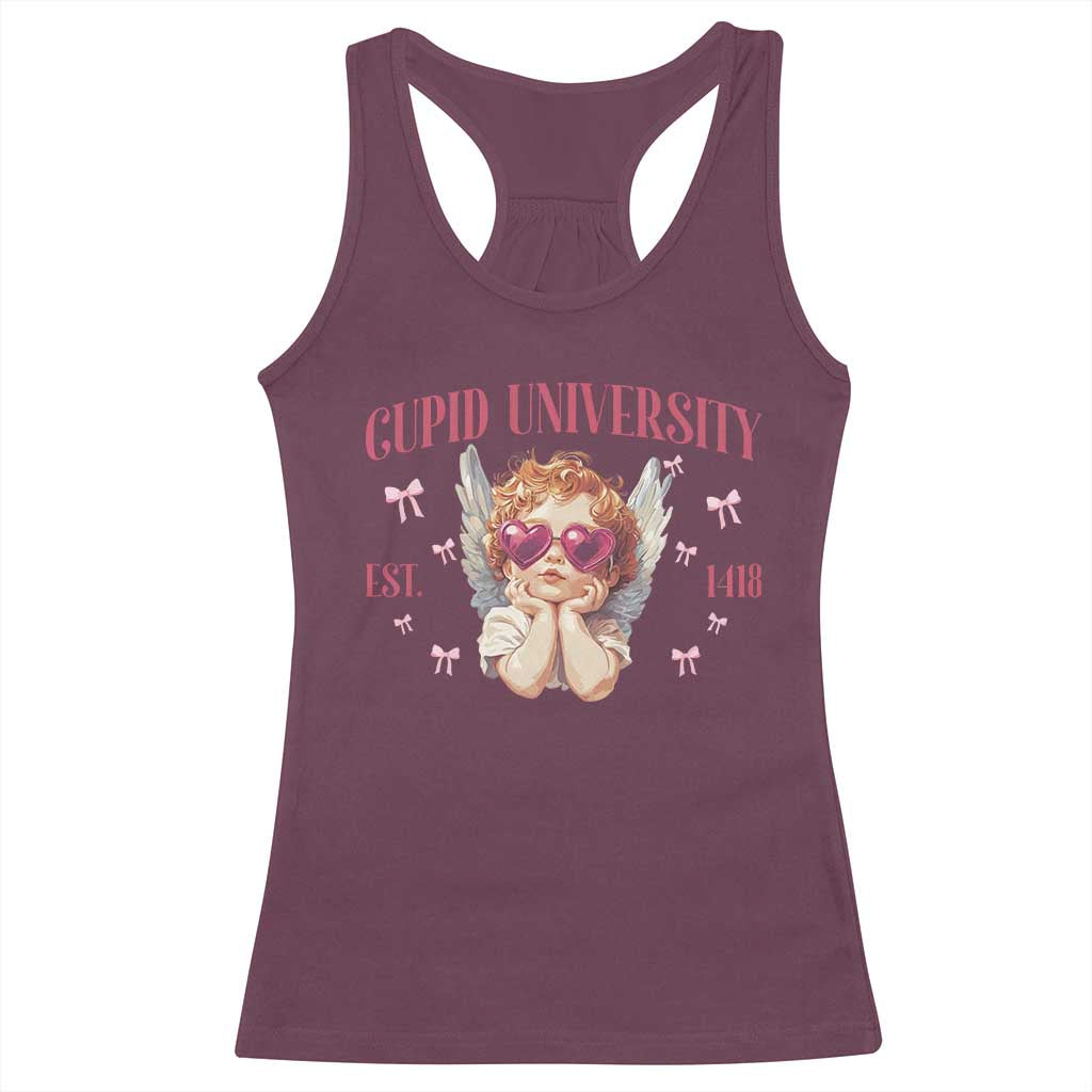 Cupid University Racerback Tank Top Cute Valentines Day Funny College TS10 Maroon Print Your Wear