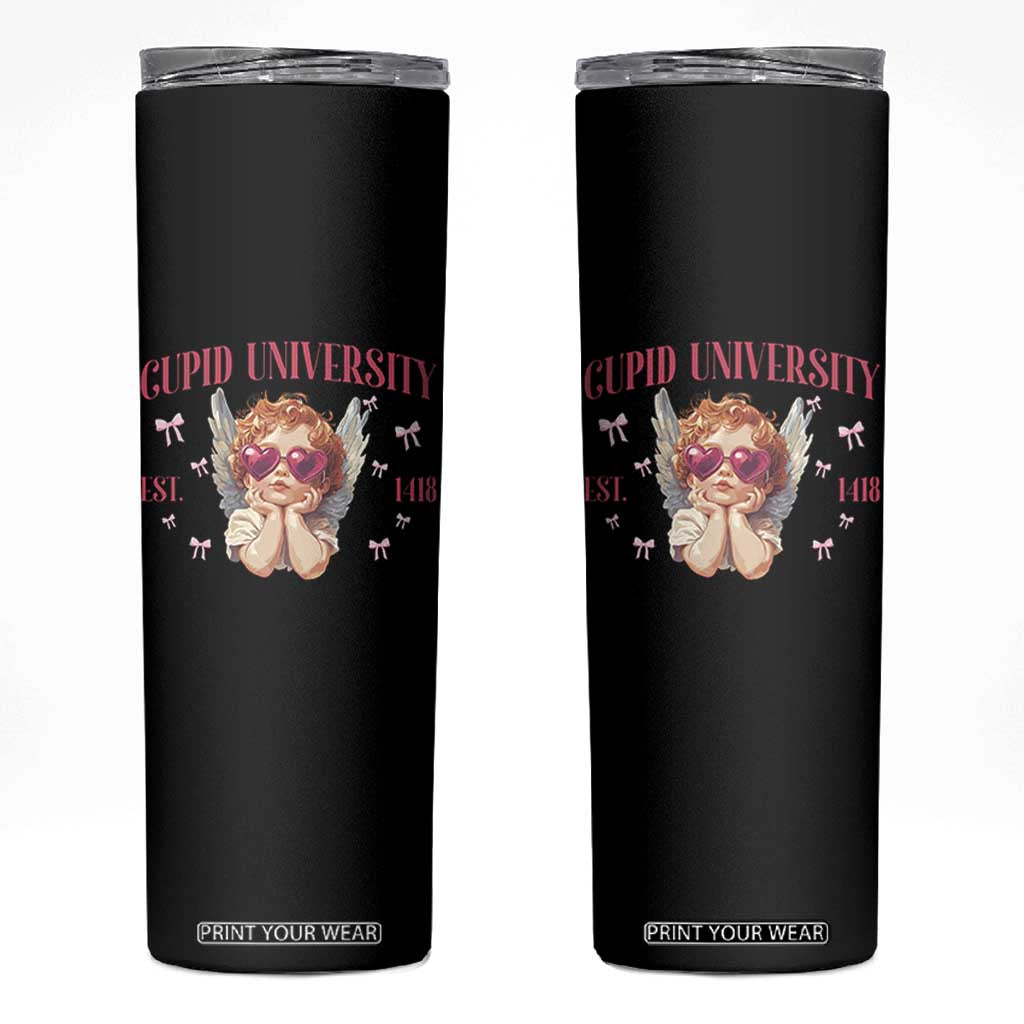 Cupid University Skinny Tumbler Cute Valentines Day Funny College TS10 Black Print Your Wear