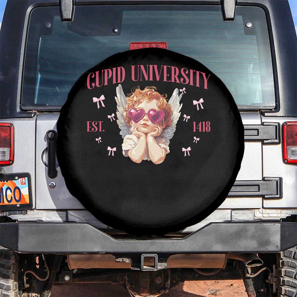 Cupid University Spare Tire Cover Cute Valentines Day Funny College TS10 No hole Black Print Your Wear