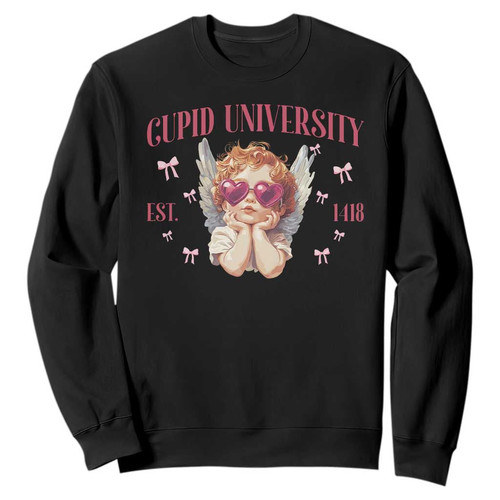 Cupid University Sweatshirt Cute Valentines Day Funny College TS10 Black Print Your Wear