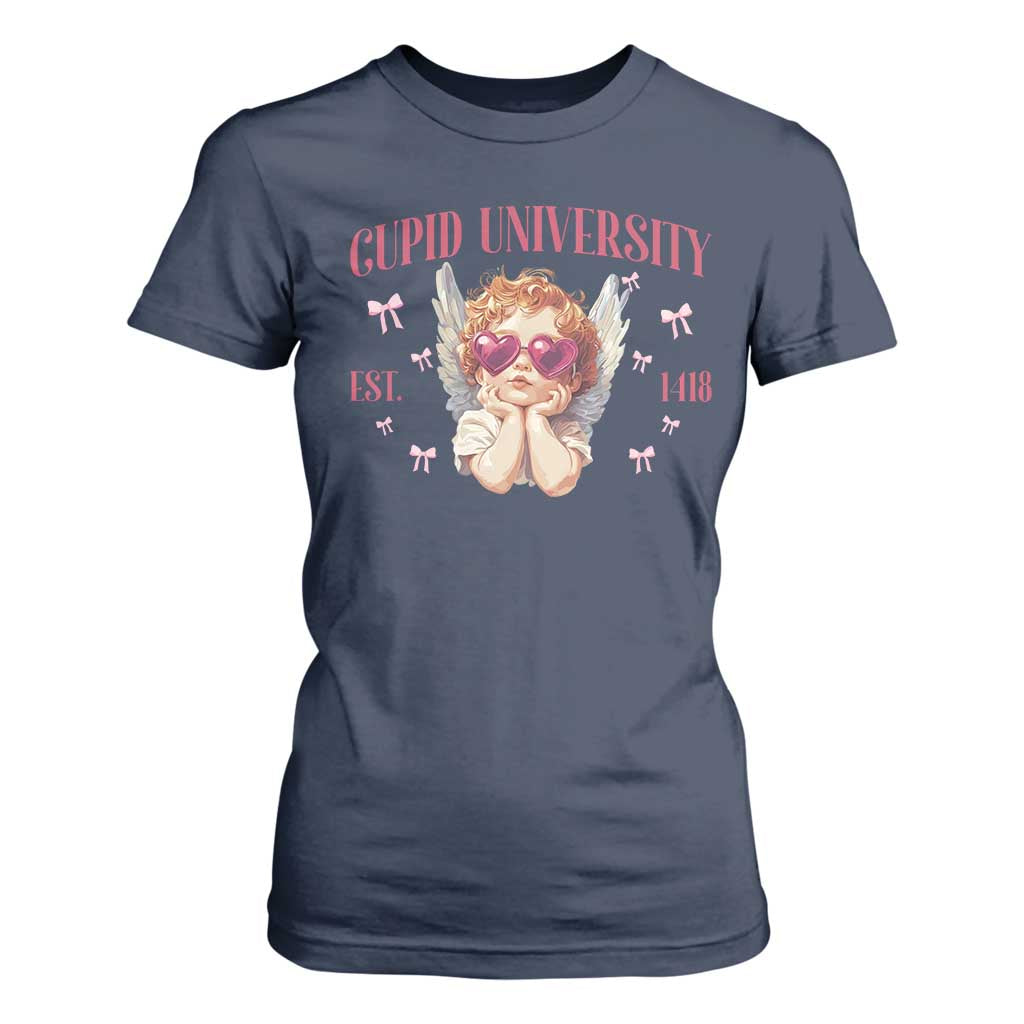 Cupid University T Shirt For Women Cute Valentines Day Funny College TS10 Navy Print Your Wear