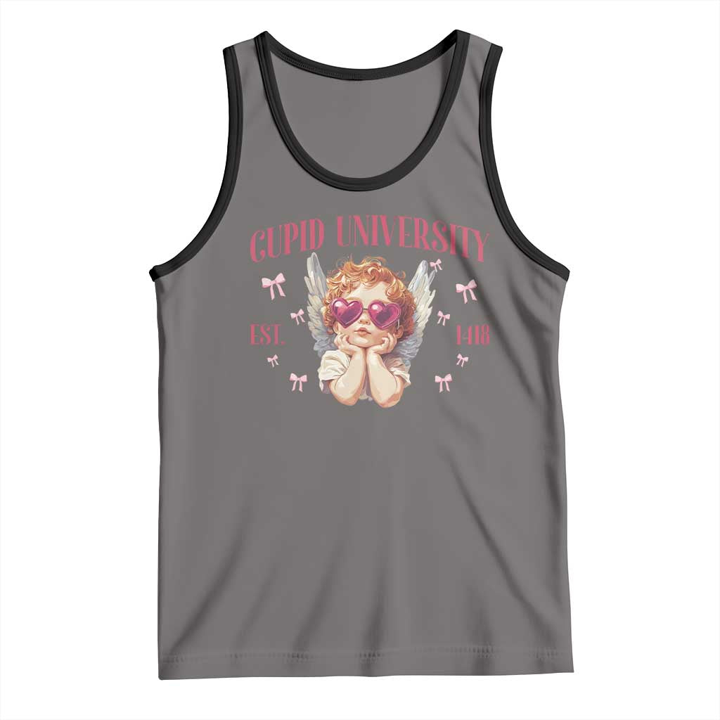 Cupid University Tank Top Cute Valentines Day Funny College TS10 Deep Heather Black Print Your Wear