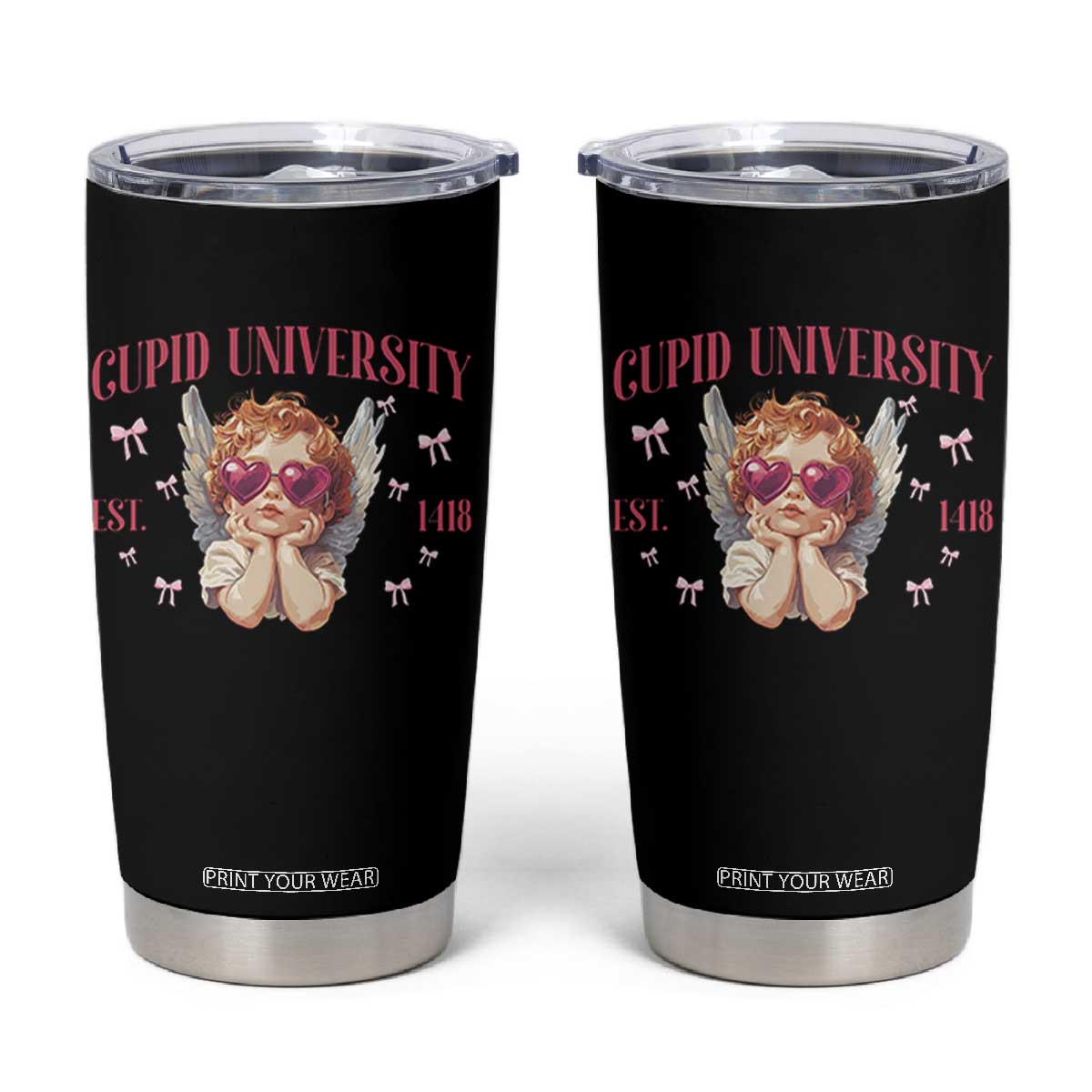 Cupid University Tumbler Cup Cute Valentines Day Funny College TS10 Black Print Your Wear