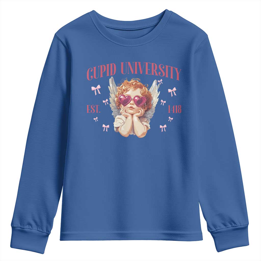 Cupid University Youth Sweatshirt Cute Valentines Day Funny College TS10 Royal Blue Print Your Wear