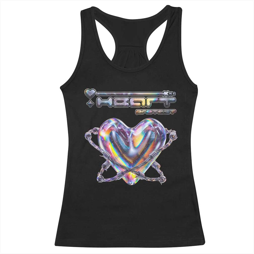 Funny Anti Valentines Day Racerback Tank Top Heart Protect Anti Love Single Day TS10 Black Print Your Wear