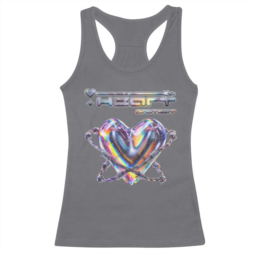 Funny Anti Valentines Day Racerback Tank Top Heart Protect Anti Love Single Day TS10 Charcoal Print Your Wear