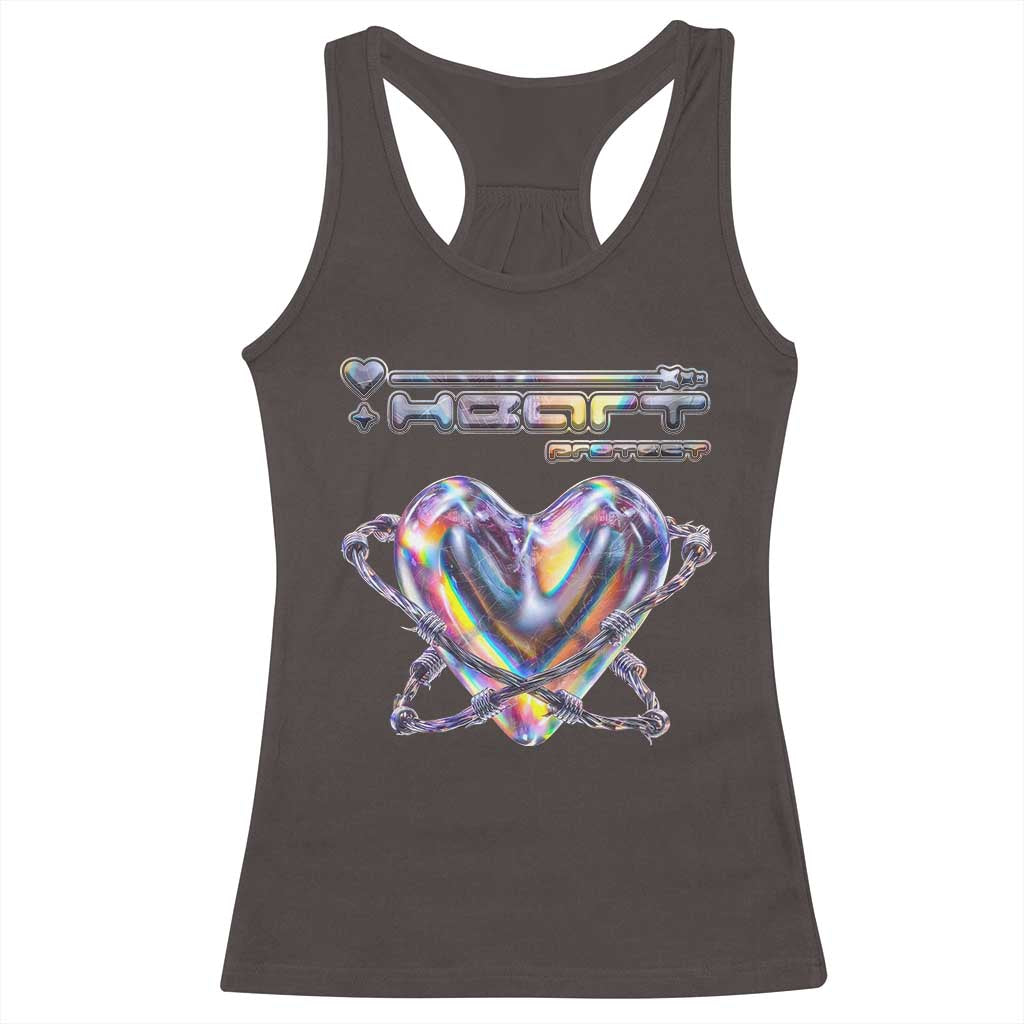 Funny Anti Valentines Day Racerback Tank Top Heart Protect Anti Love Single Day TS10 Dark Chocolate Print Your Wear