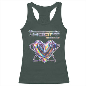 Funny Anti Valentines Day Racerback Tank Top Heart Protect Anti Love Single Day TS10 Dark Forest Green Print Your Wear