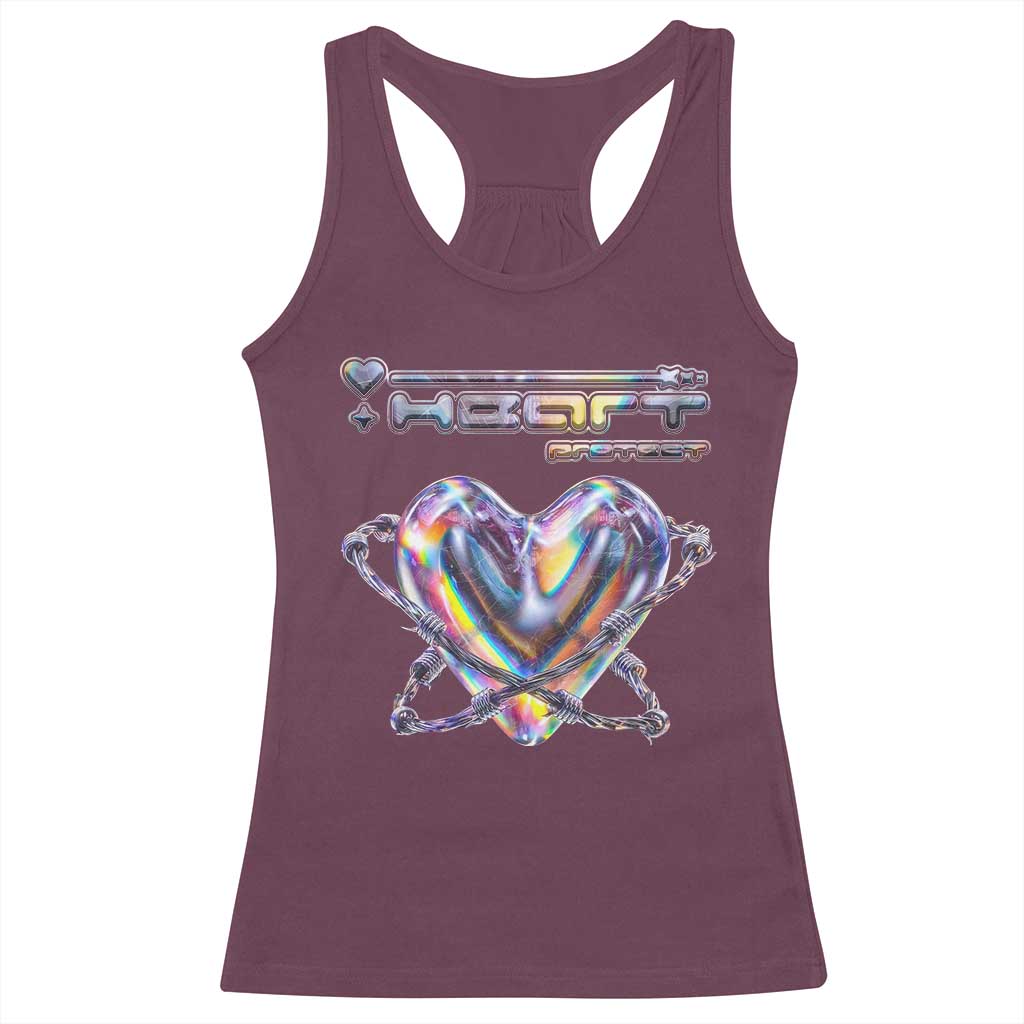 Funny Anti Valentines Day Racerback Tank Top Heart Protect Anti Love Single Day TS10 Maroon Print Your Wear