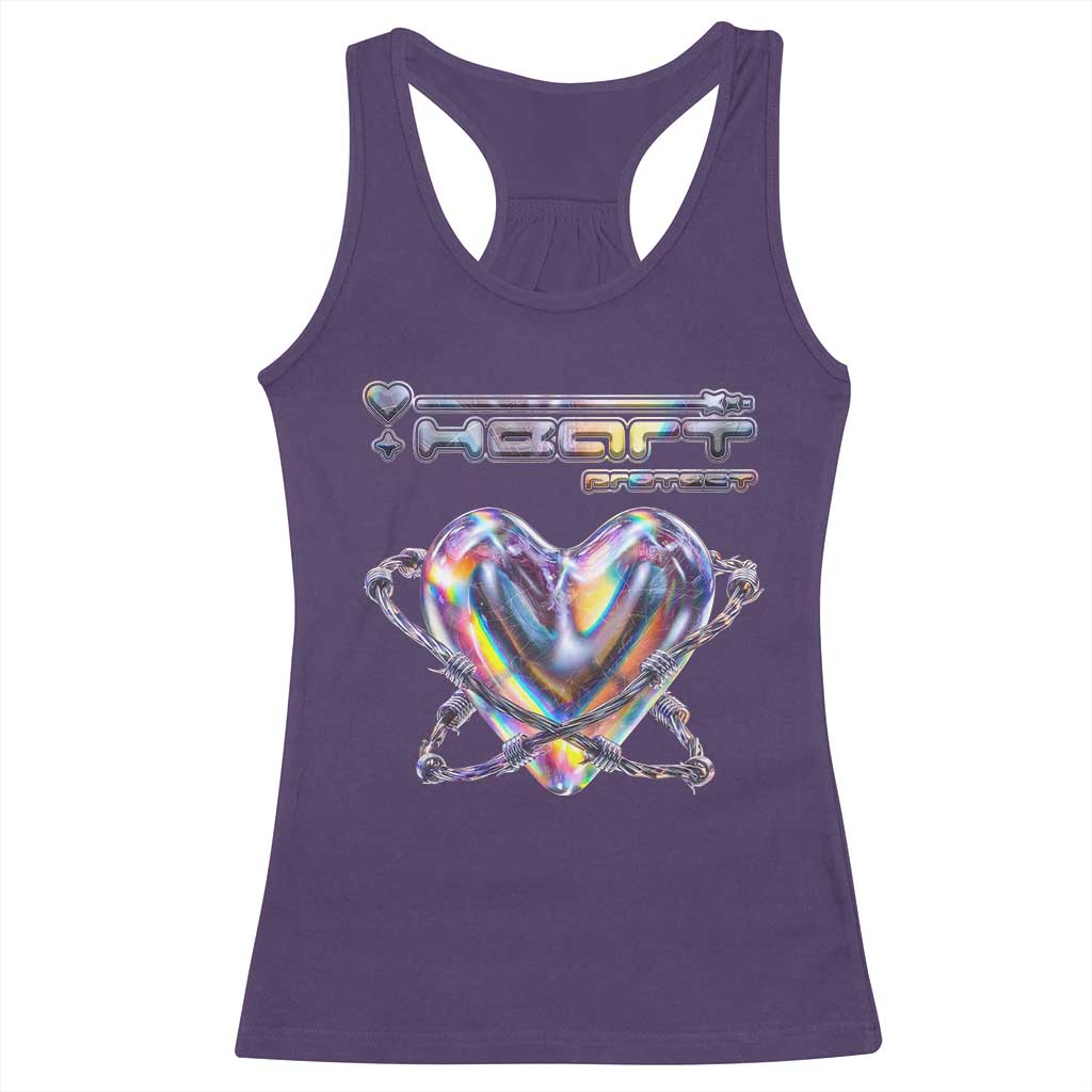 Funny Anti Valentines Day Racerback Tank Top Heart Protect Anti Love Single Day TS10 Purple Print Your Wear