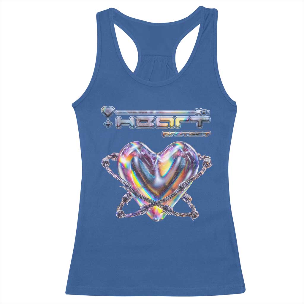 Funny Anti Valentines Day Racerback Tank Top Heart Protect Anti Love Single Day TS10 Royal Blue Print Your Wear